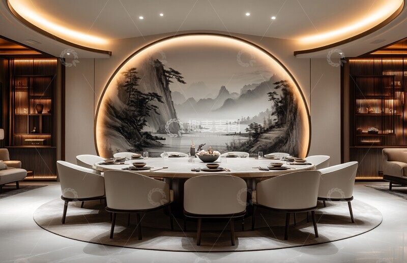 高清大图下载【趣麦麦图】中式圆桌餐厅