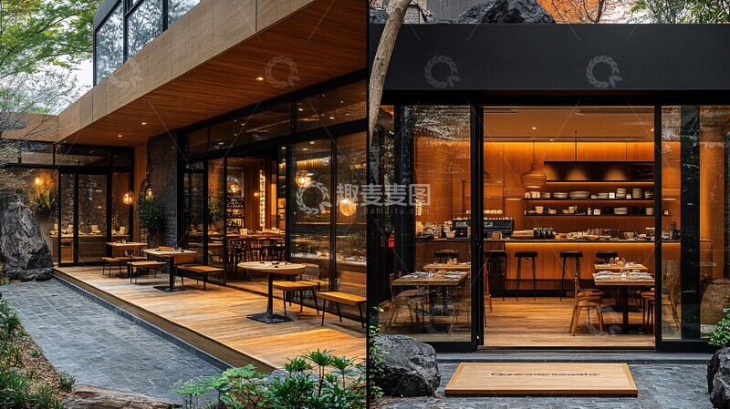 高清大图下载【趣麦麦图】餐厅玻璃门窗设计1
