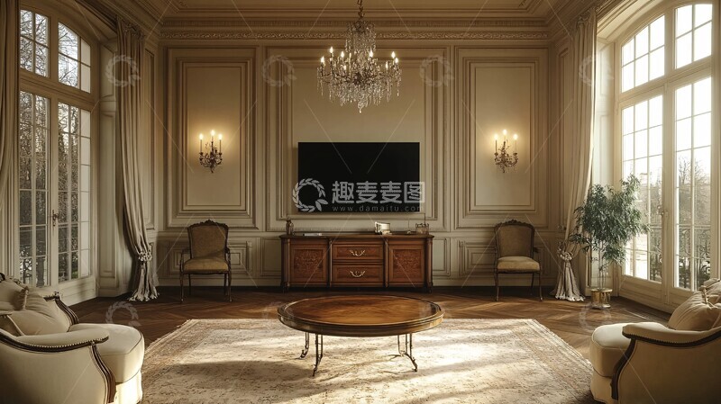 高清大图下载【趣麦麦图】对称布局客厅设计1