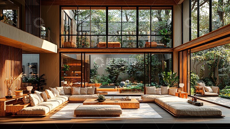 高清大图下载【趣麦麦图】木屏风与现代家具1