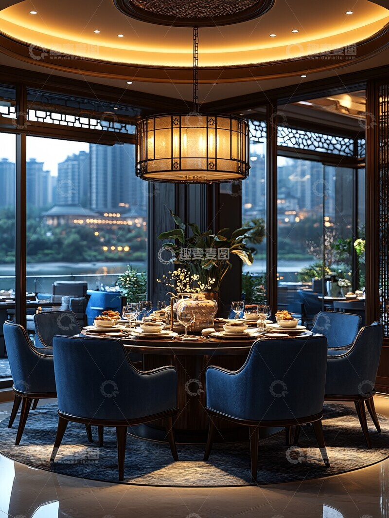 高清大图下载【趣麦麦图】圆桌宴会厅圆桌宴会厅吊灯1