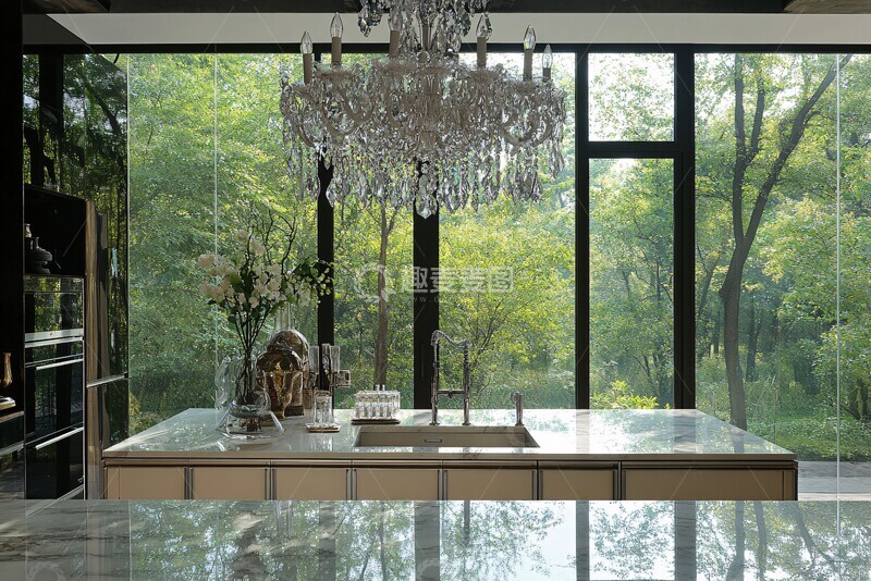 高清大图下载【趣麦麦图】玻璃墙开放式厨房1