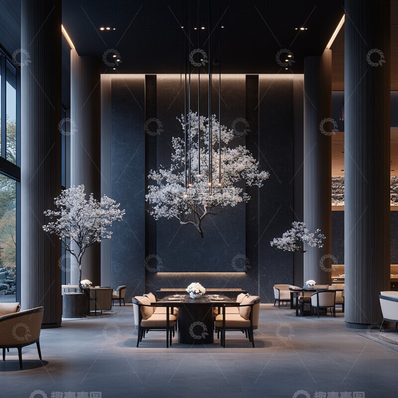 高清大图下载【趣麦麦图】中式现代餐厅布局