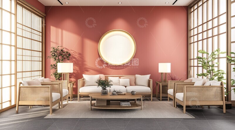 高清大图下载【趣麦麦图】中式美学客厅设计1