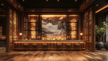 唐风图案纱帘酒柜