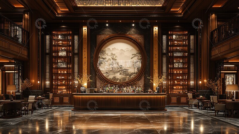 高清大图下载【趣麦麦图】唐风图案纱帘酒柜1