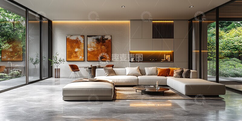 高清大图下载【趣麦麦图】白色金色中式厨房