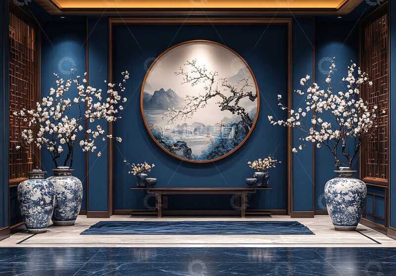 高清大图下载【趣麦麦图】白梅花开白梅花开蓝墙1