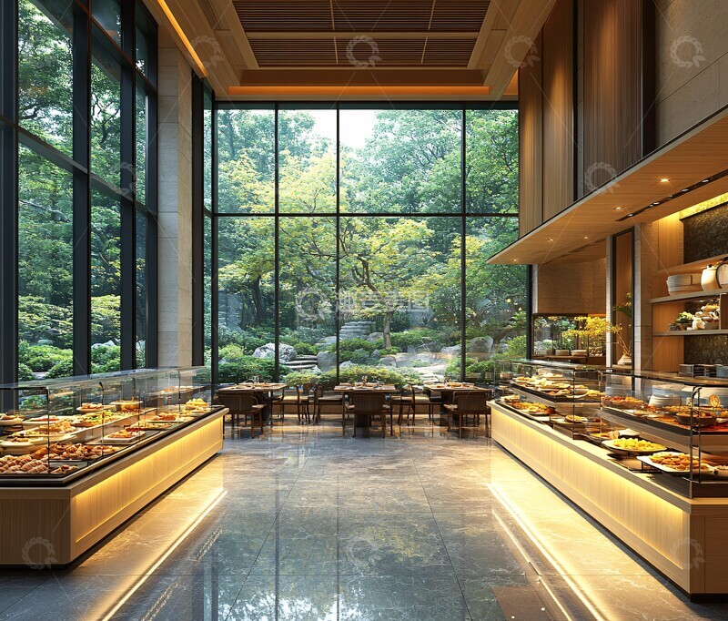 高清大图下载【趣麦麦图】绿黄蓝餐厅空间1