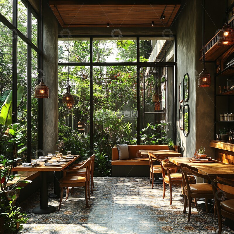 高清大图下载【趣麦麦图】酒店餐厅绿植装饰