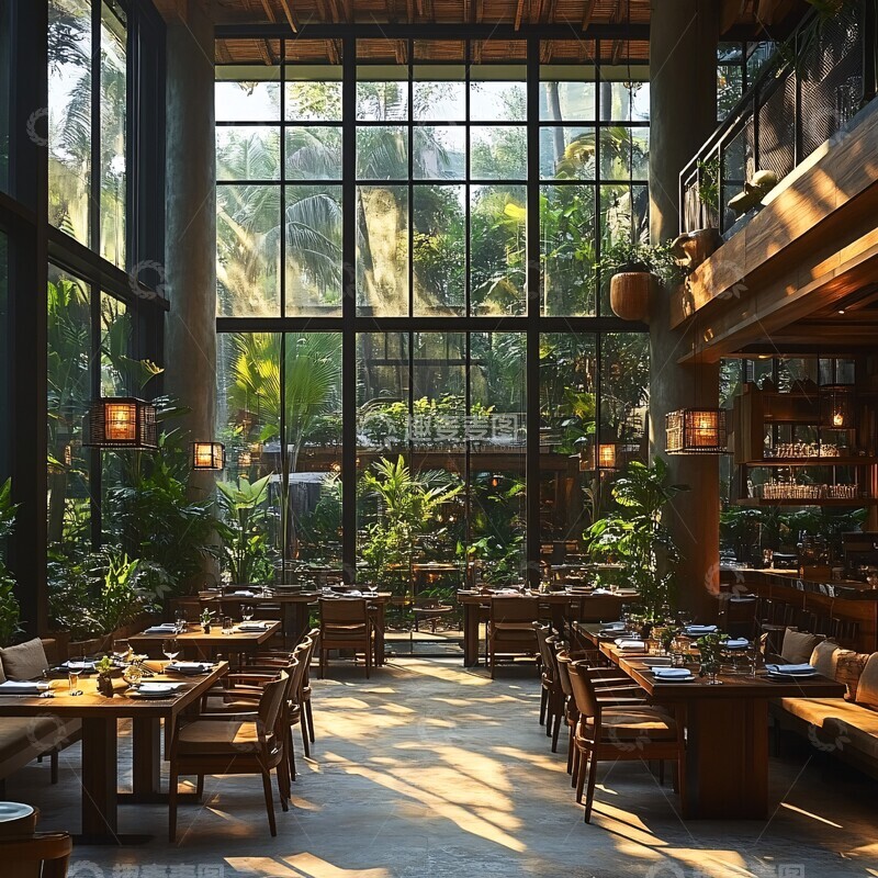 高清大图下载【趣麦麦图】酒店餐厅绿植装饰2