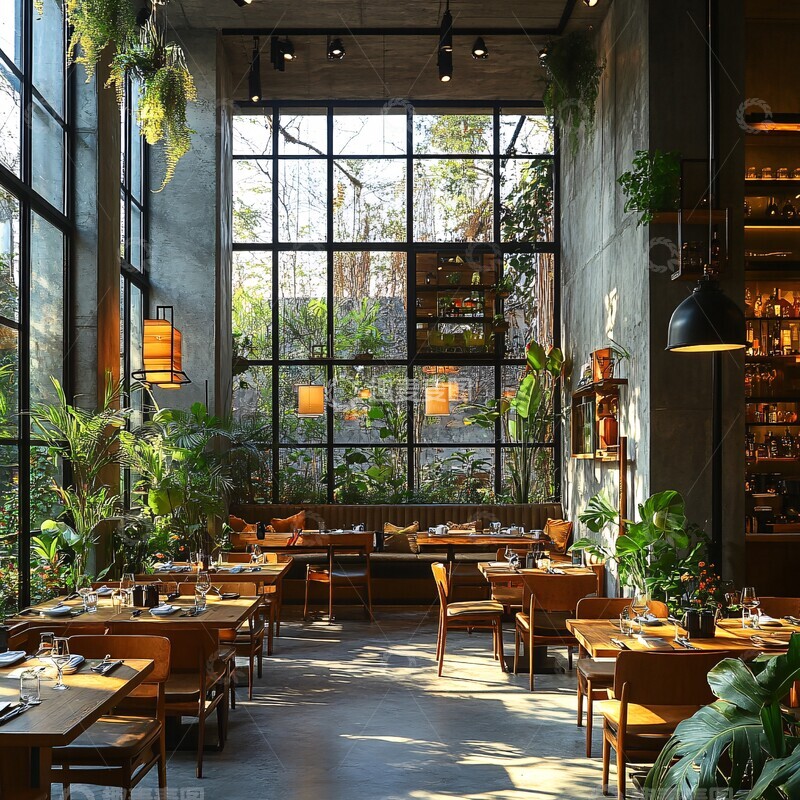 高清大图下载【趣麦麦图】酒店餐厅绿植装饰1