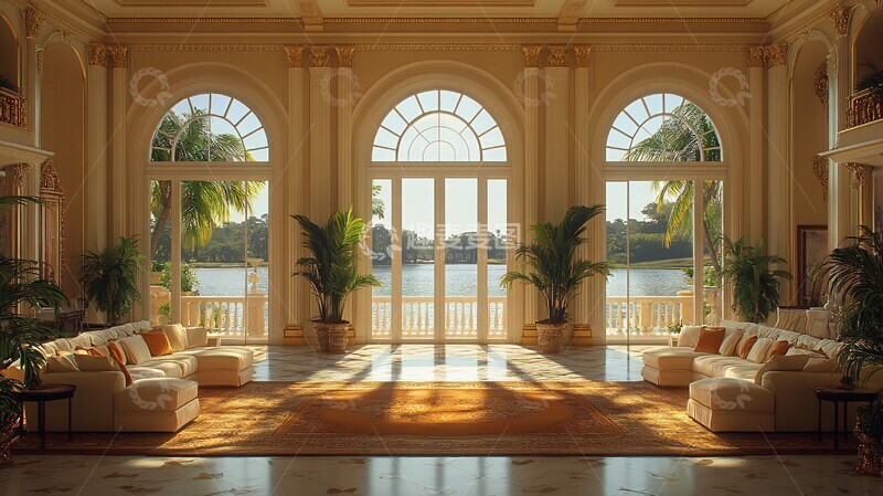 高清大图下载【趣麦麦图】别墅内景窗景1