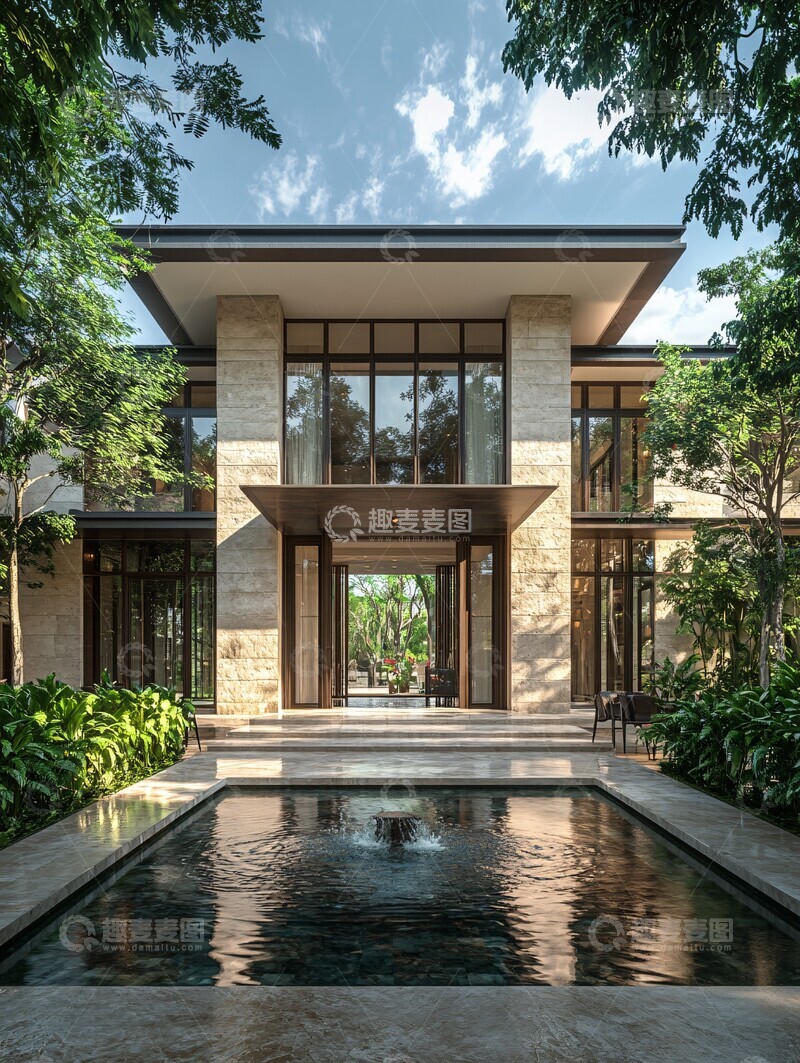 高清大图下载【趣麦麦图】简约酒店庭院1