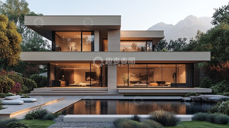 高清大图下载【趣麦麦图】-简约玻璃别墅
