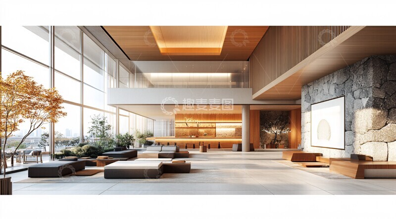 高清大图下载【趣麦麦图】-木石日式酒店大堂