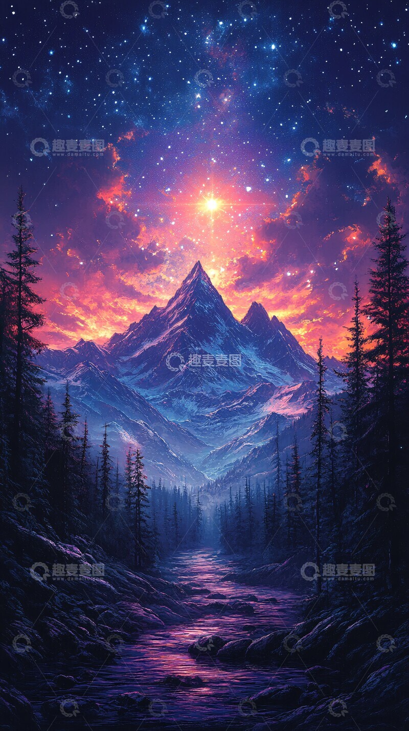 高清大图下载【趣麦麦图】星夜静谧景色