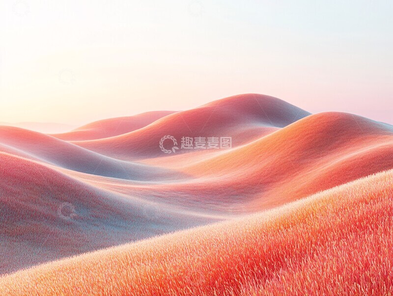 高清大图下载【趣麦麦图】桃粉色沙丘草地1