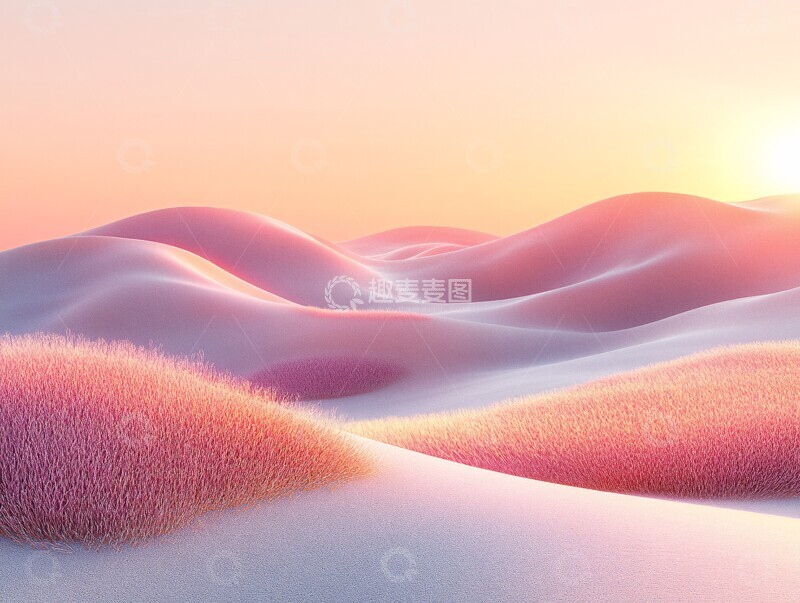 高清大图下载【趣麦麦图】桃粉色沙丘草地