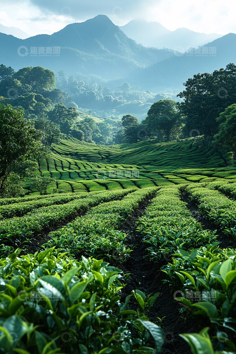 高清大图下载【趣麦麦图】茶园采摘场景1