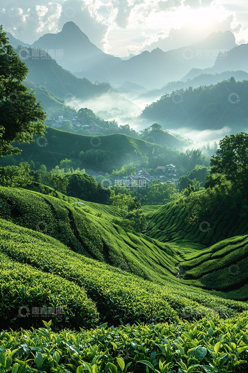 高清大图下载【趣麦麦图】茶园采摘场景