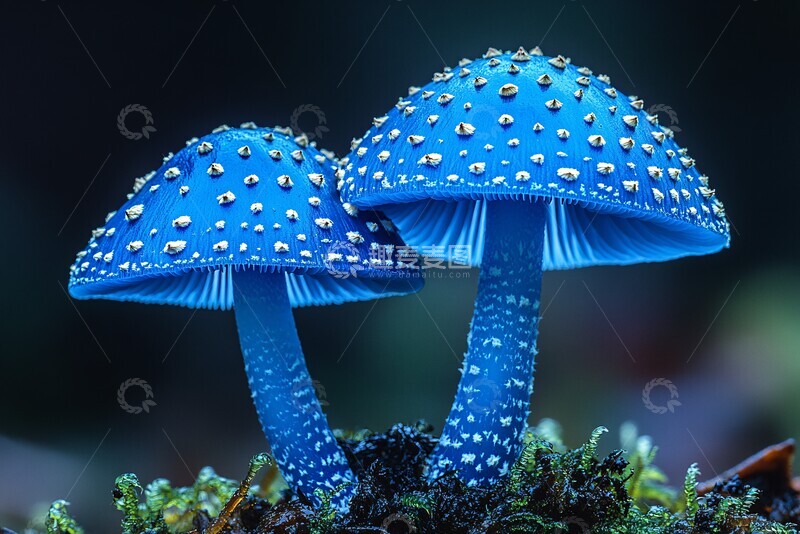 高清大图下载【趣麦麦图】蓝色蘑菇蓝色蘑菇罕见
