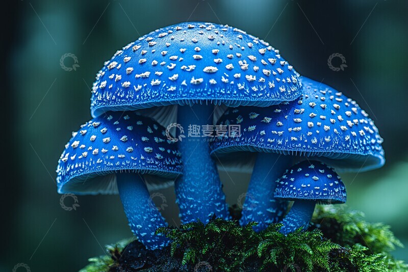 高清大图下载【趣麦麦图】蓝色蘑菇蓝色蘑菇罕见1
