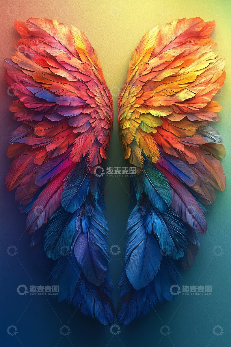 高清大图下载【趣麦麦图】彩虹翅膀彩虹翅膀颜色1