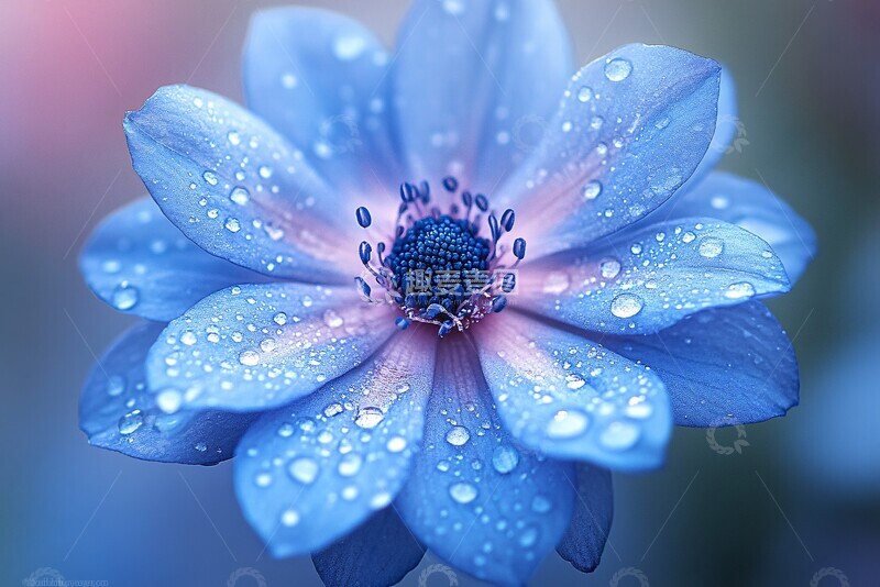 高清大图下载【趣麦麦图】蓝花水珠自然景2