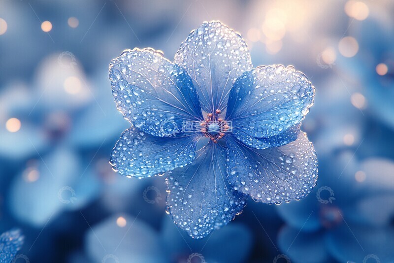 高清大图下载【趣麦麦图】蓝绣球花朵细节1