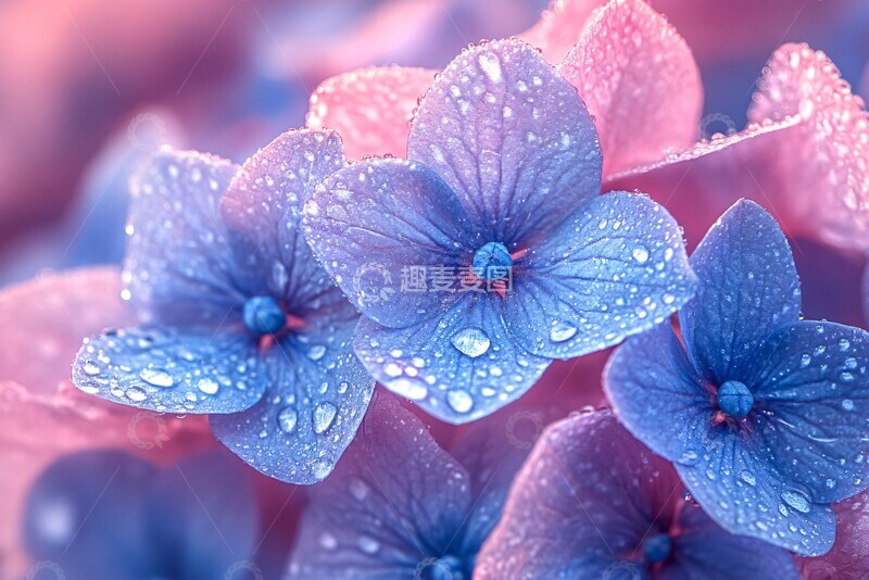 高清大图下载【趣麦麦图】蓝绣球花朵细节