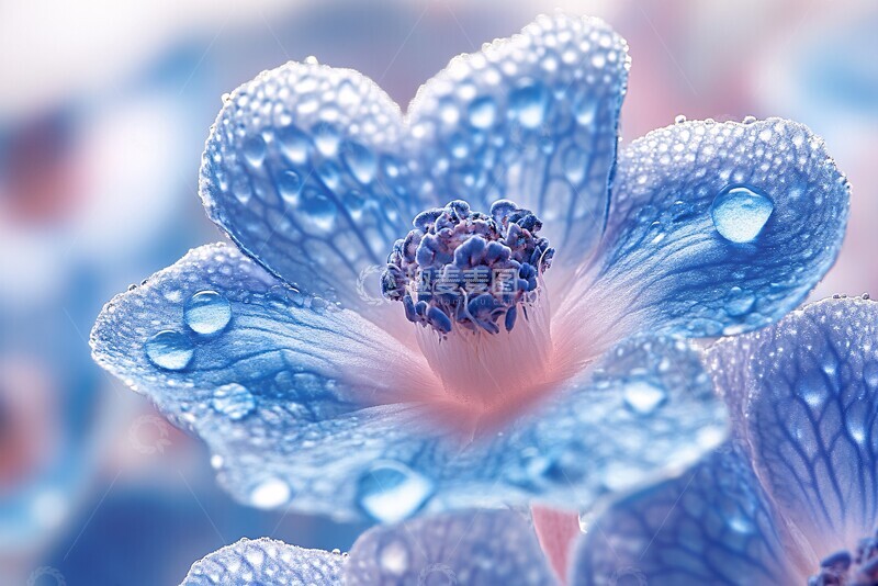 高清大图下载【趣麦麦图】蓝绣球花朵细节2
