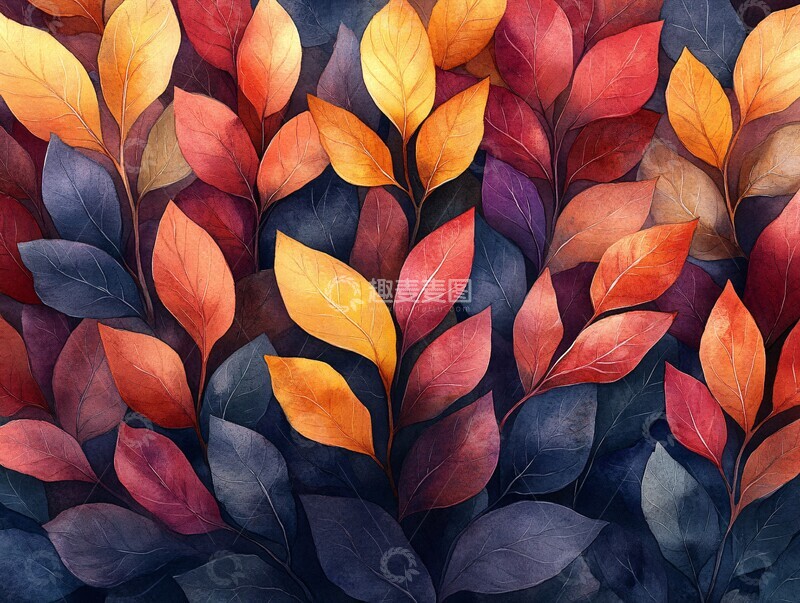 高清大图下载【趣麦麦图】秋日叶片集秋日叶片水彩3
