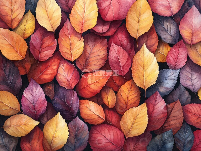 高清大图下载【趣麦麦图】秋日叶片集秋日叶片水彩4