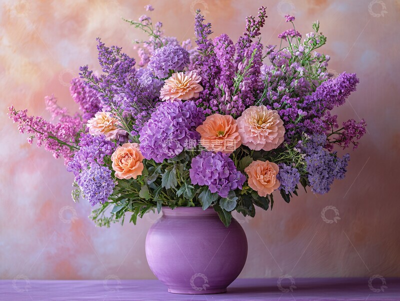 高清大图下载【趣麦麦图】-紫色花朵紫色花瓶