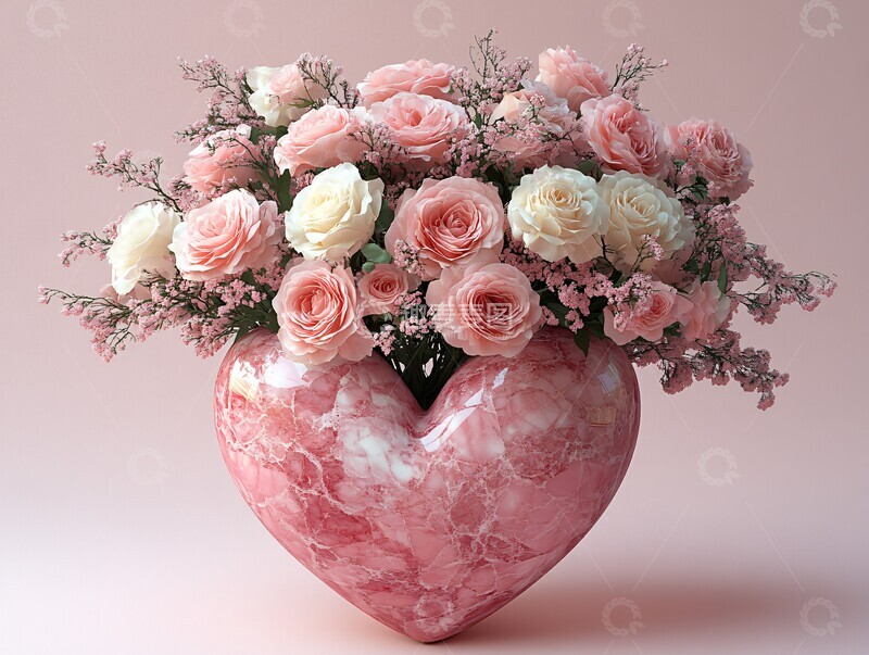 高清大图下载【趣麦麦图】粉色心形花瓶