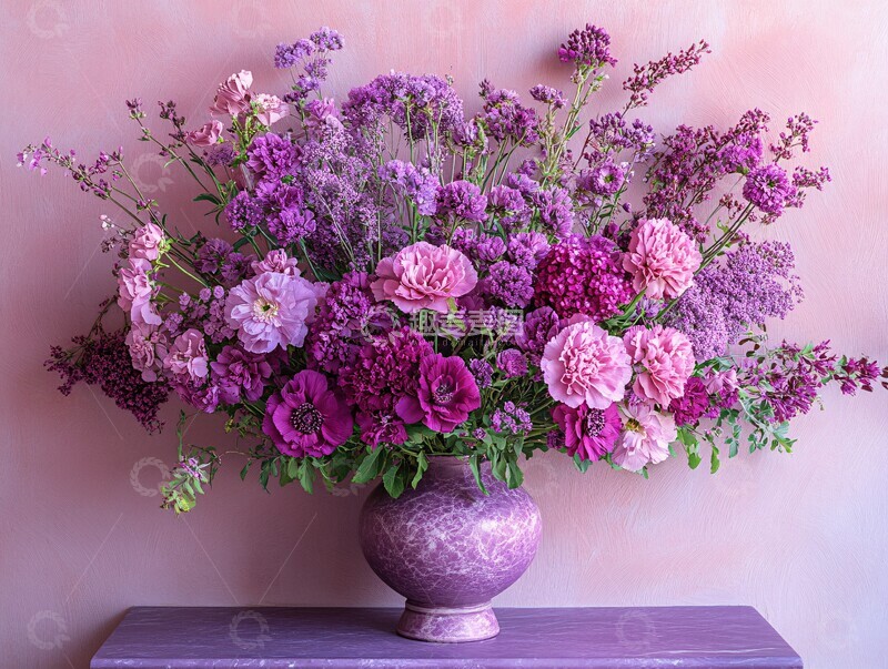 高清大图下载【趣麦麦图】紫色花与紫色花瓶