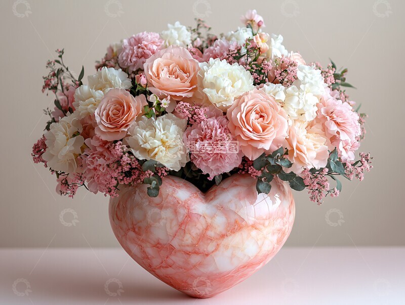 高清大图下载【趣麦麦图】粉色心形花瓶1