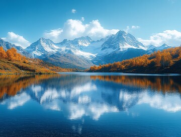 湖水映山峰湖水山峰蓝天