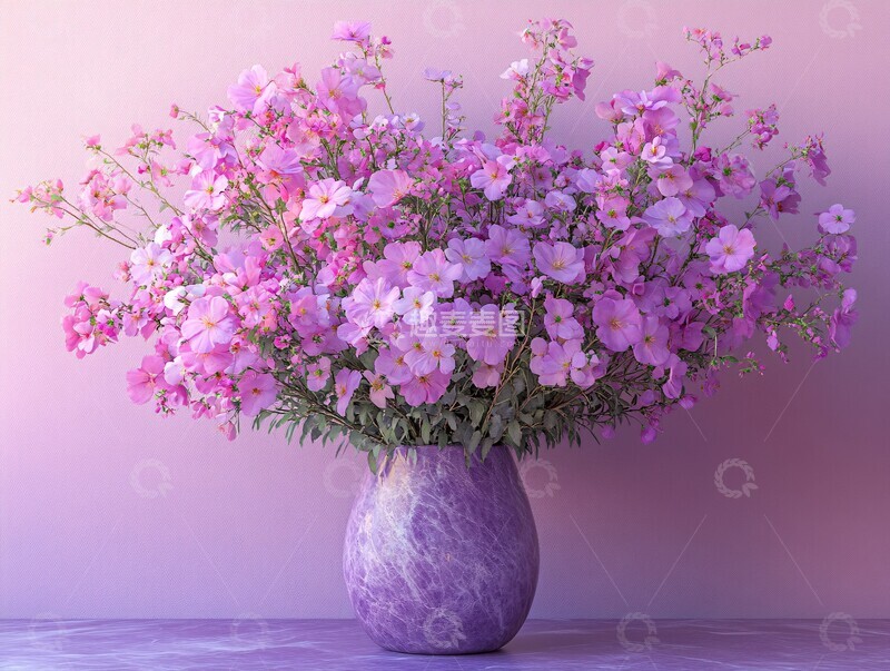 高清大图下载【趣麦麦图】紫色花瓶与花卉1