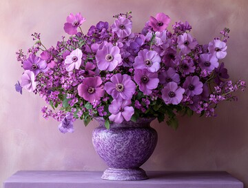 紫色花瓶与花卉