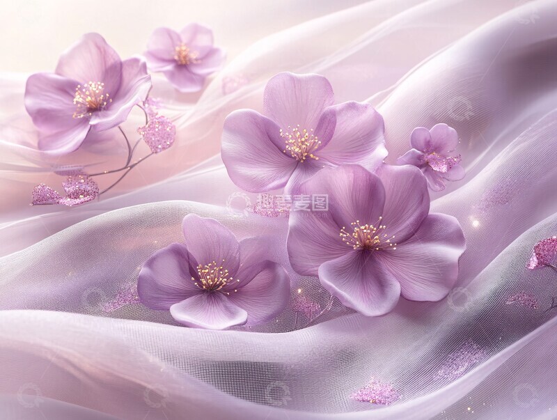 高清大图下载【趣麦麦图】紫色波浪透明网纱