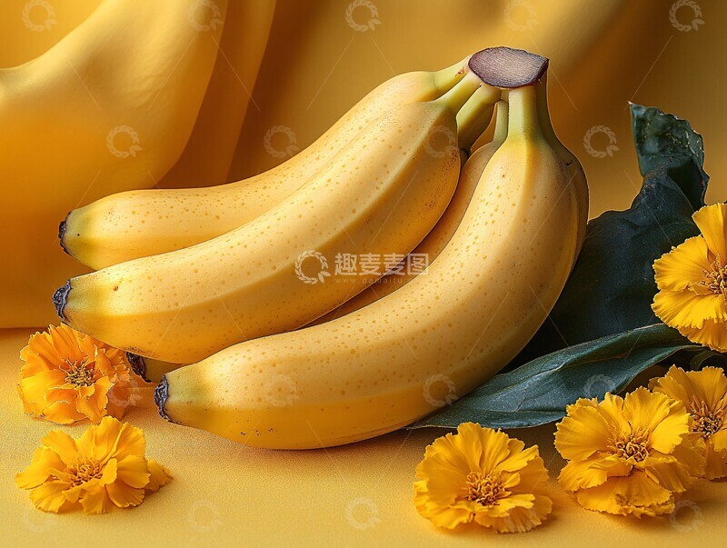 高清大图下载【趣麦麦图】金黄香蕉与万寿菊2