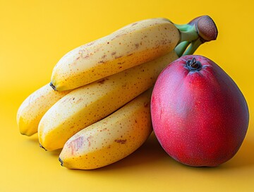 香蕉芒果黄色背景