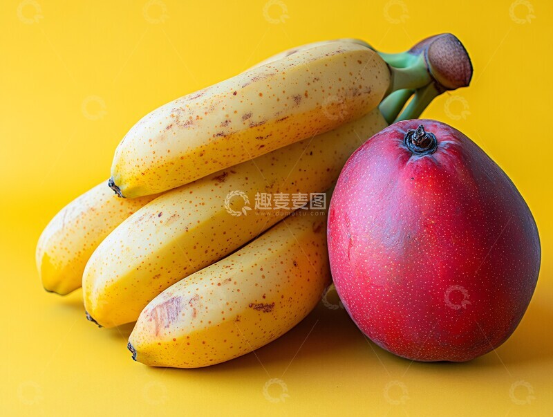 高清大图下载【趣麦麦图】香蕉芒果黄色背景