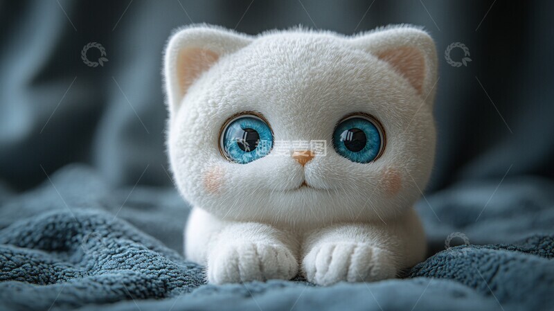 高清大图下载【趣麦麦图】白猫蓝眼盲盒玩具2