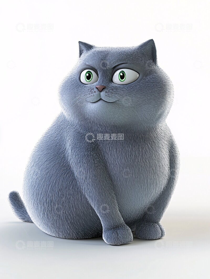 高清大图下载【趣麦麦图】灰色圆润猫咪