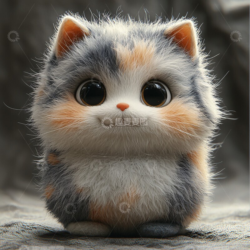高清大图下载【趣麦麦图】圆润灰白猫圆润灰白毛发