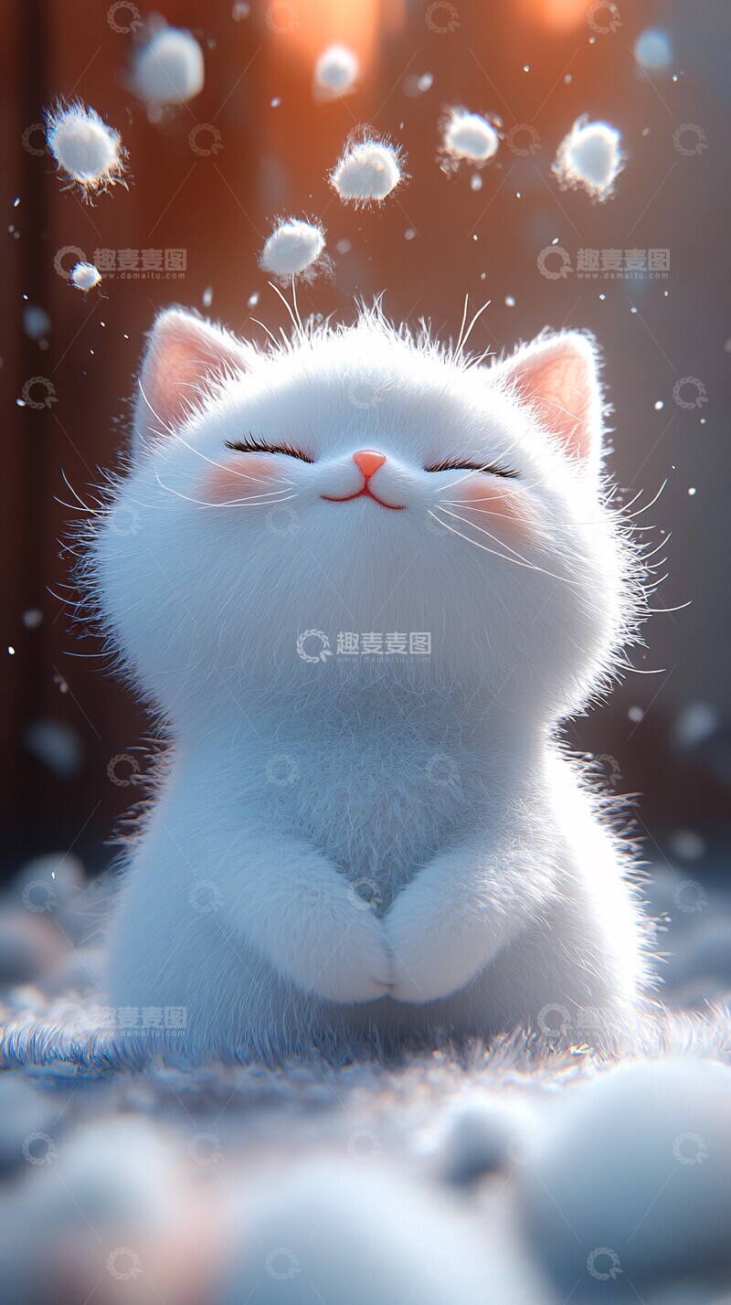 高清大图下载【趣麦麦图】猫躺地滚动滚动卡通极简