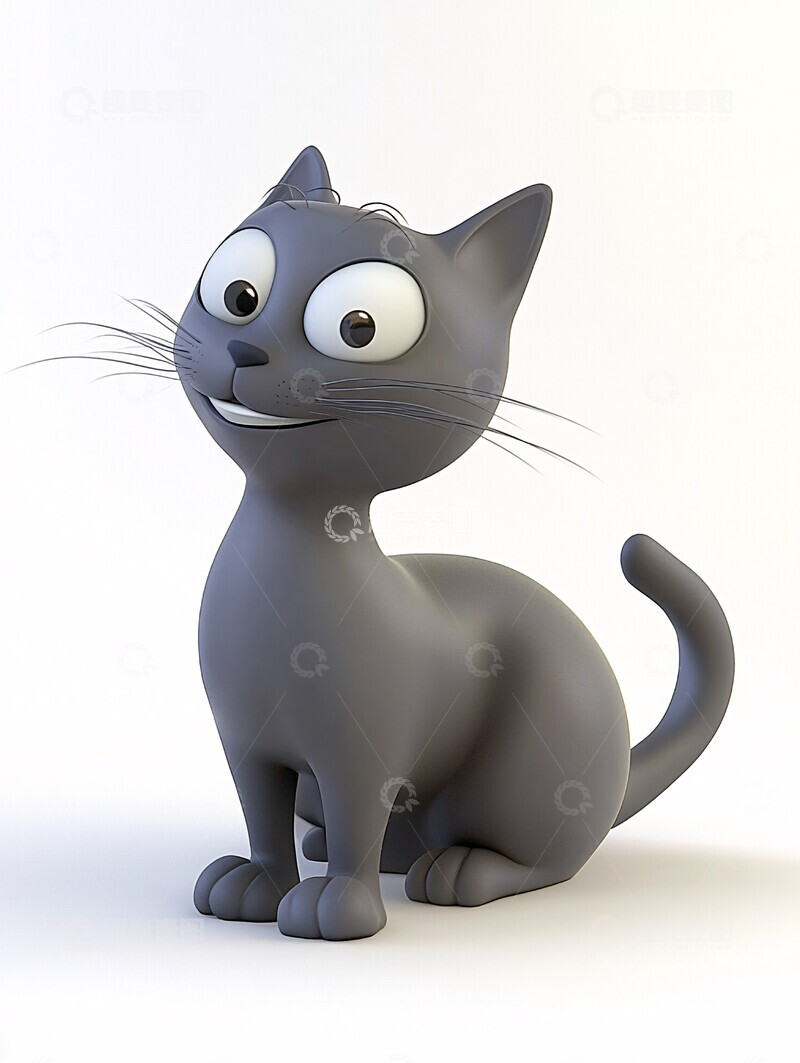 高清大图下载【趣麦麦图】灰色圆润猫咪1